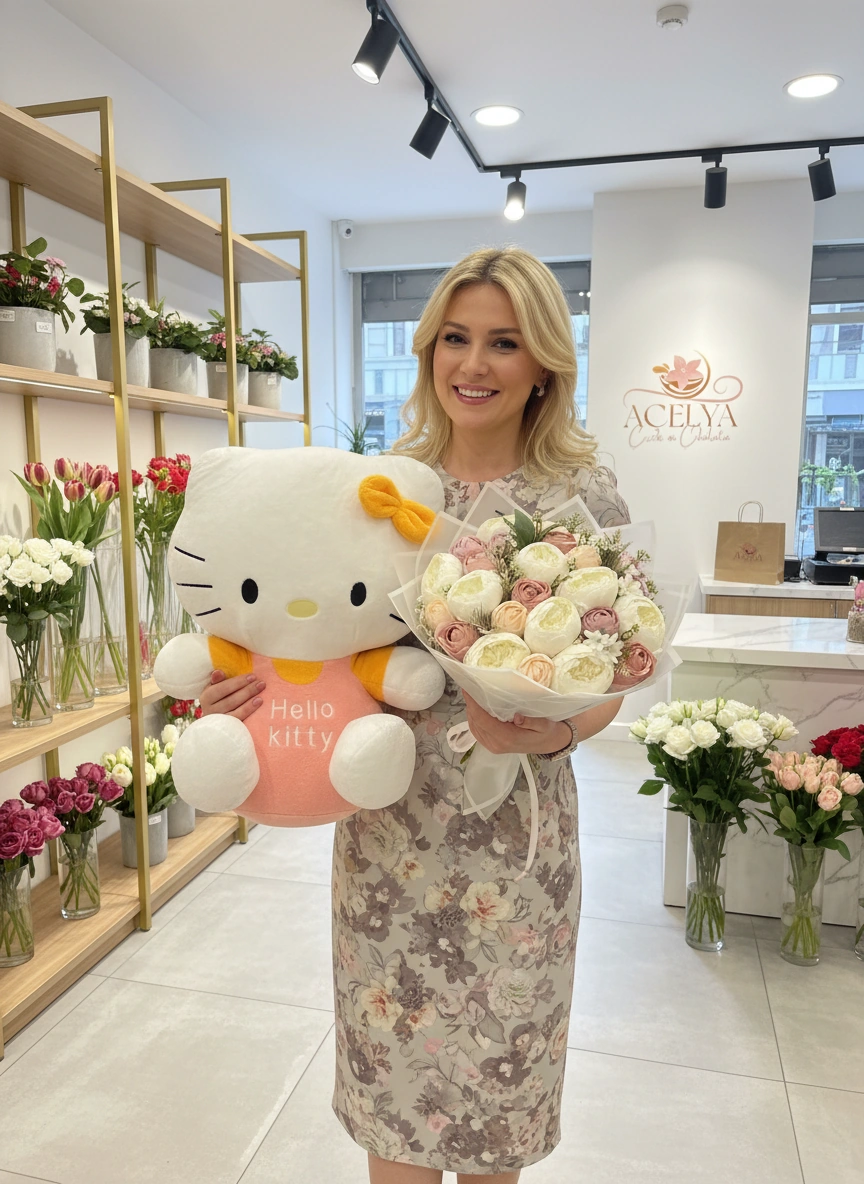 Hello Kitty Beyaz Gul Seti